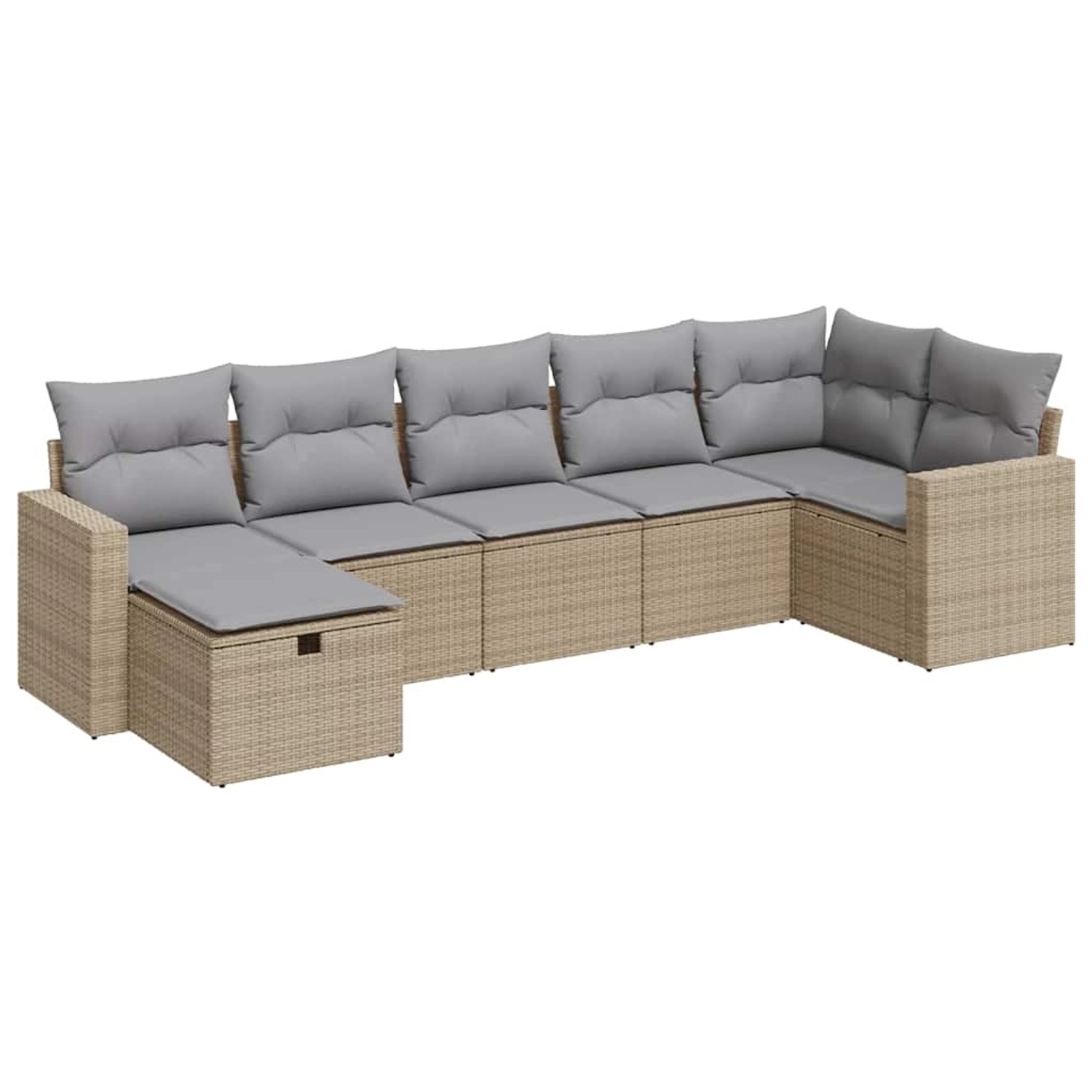 vidaXL 7-Tlg Garten-Sofagarnitur mit Kissen Beige Poly Rattan 3325405 günstig online kaufen