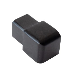 Schwarzes Dalsys Endstück für Fliesenschiene mit Quadratprofil aus eloxiertem Aluminium.