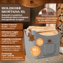BLACK OAK Holzkorb MONTANA XL 60L Hellgrau – Filzkorb für Kaminholz & Brennholz mit Robusten Holzgriffen mit Echtleder-Applikation und Fronttasche_2