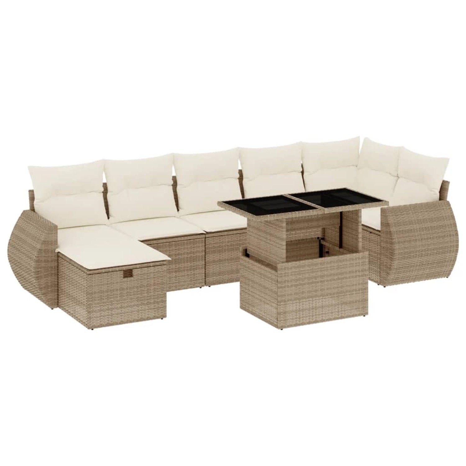 vidaXL 8-Tlg Garten-Sofagarnitur mit Kissen Beige Poly Rattan 3275148 günstig online kaufen