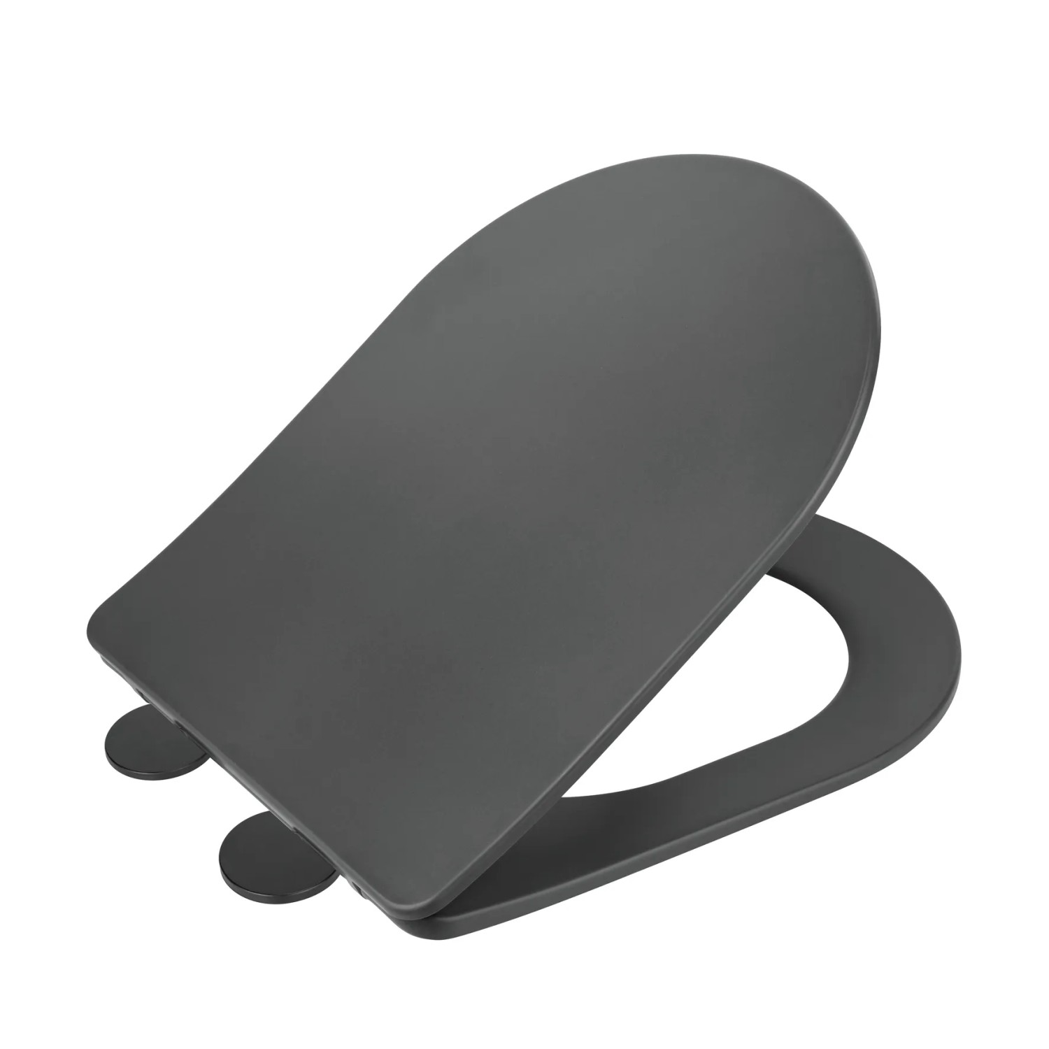 Wenko WC-Sitz Galati in Anthrazit: Ultraflacher Duroplast WC-Sitz in D-Form mit Absenkautomatik.