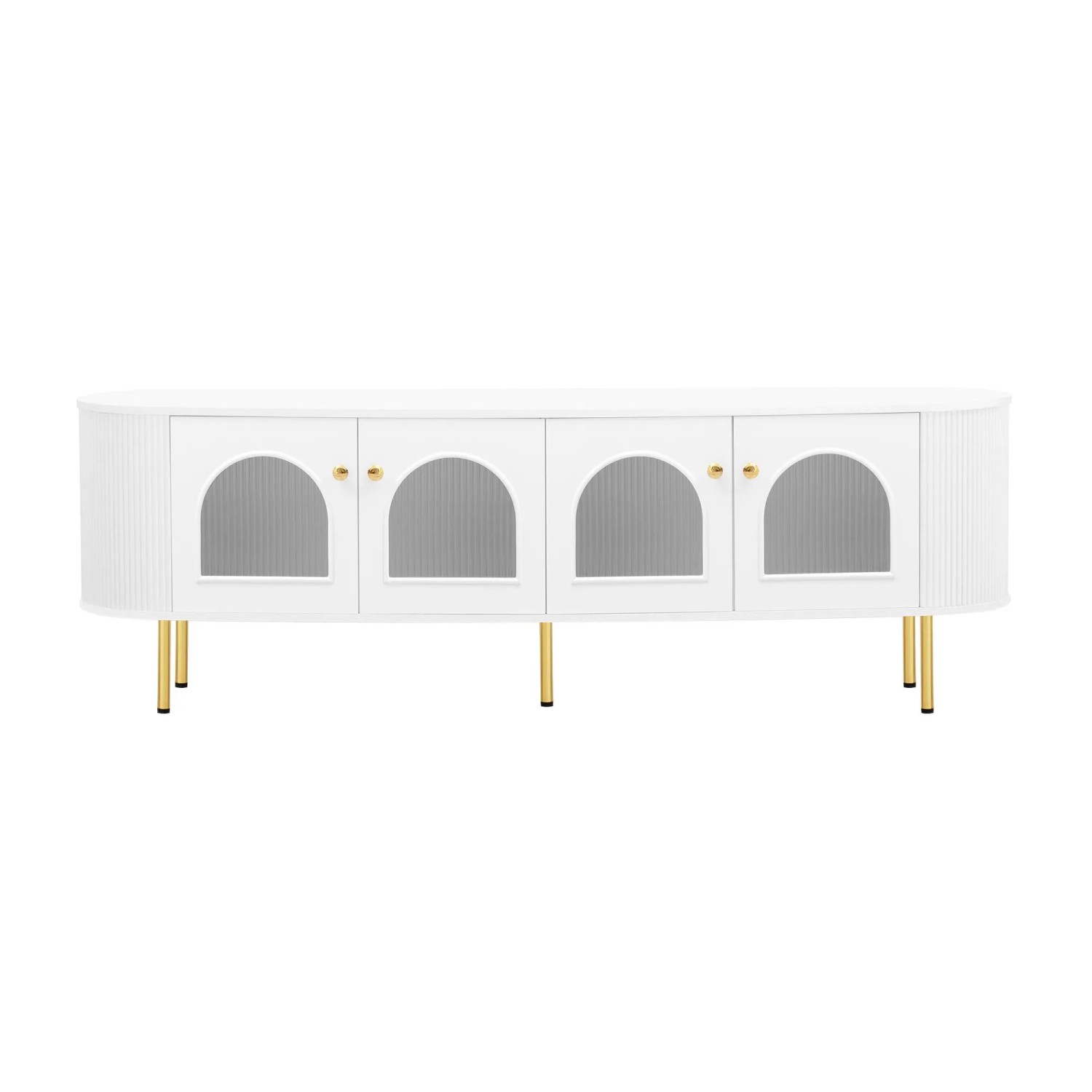 PXloue TV Schrank Lowboard mit Glastüren Gold 170 x 35 x 55 cm
