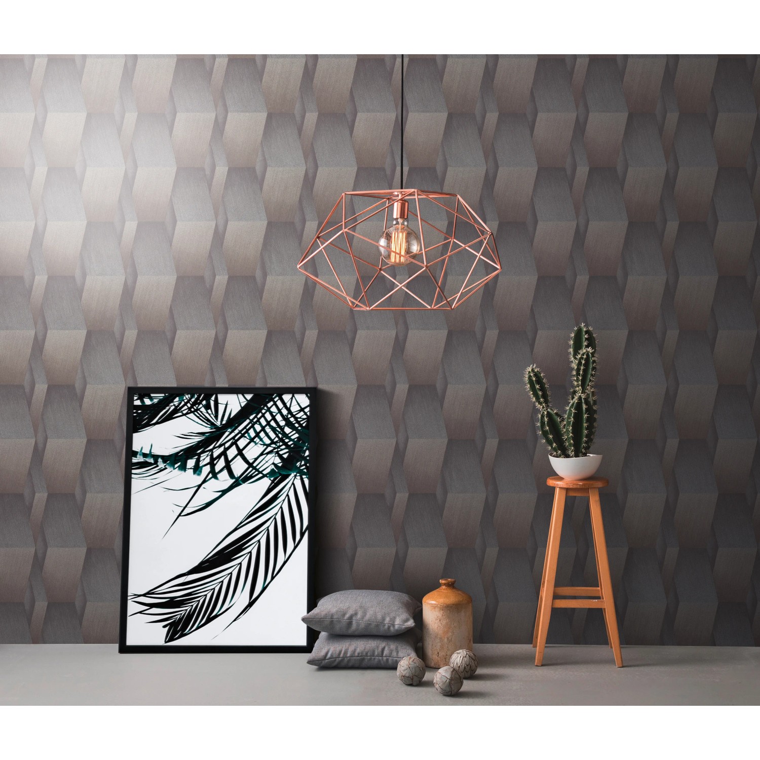 Erismann Vliestapete Guido Maria Kretschmer: Grafikmuster in Gold und Grau für stilvolle Wände.