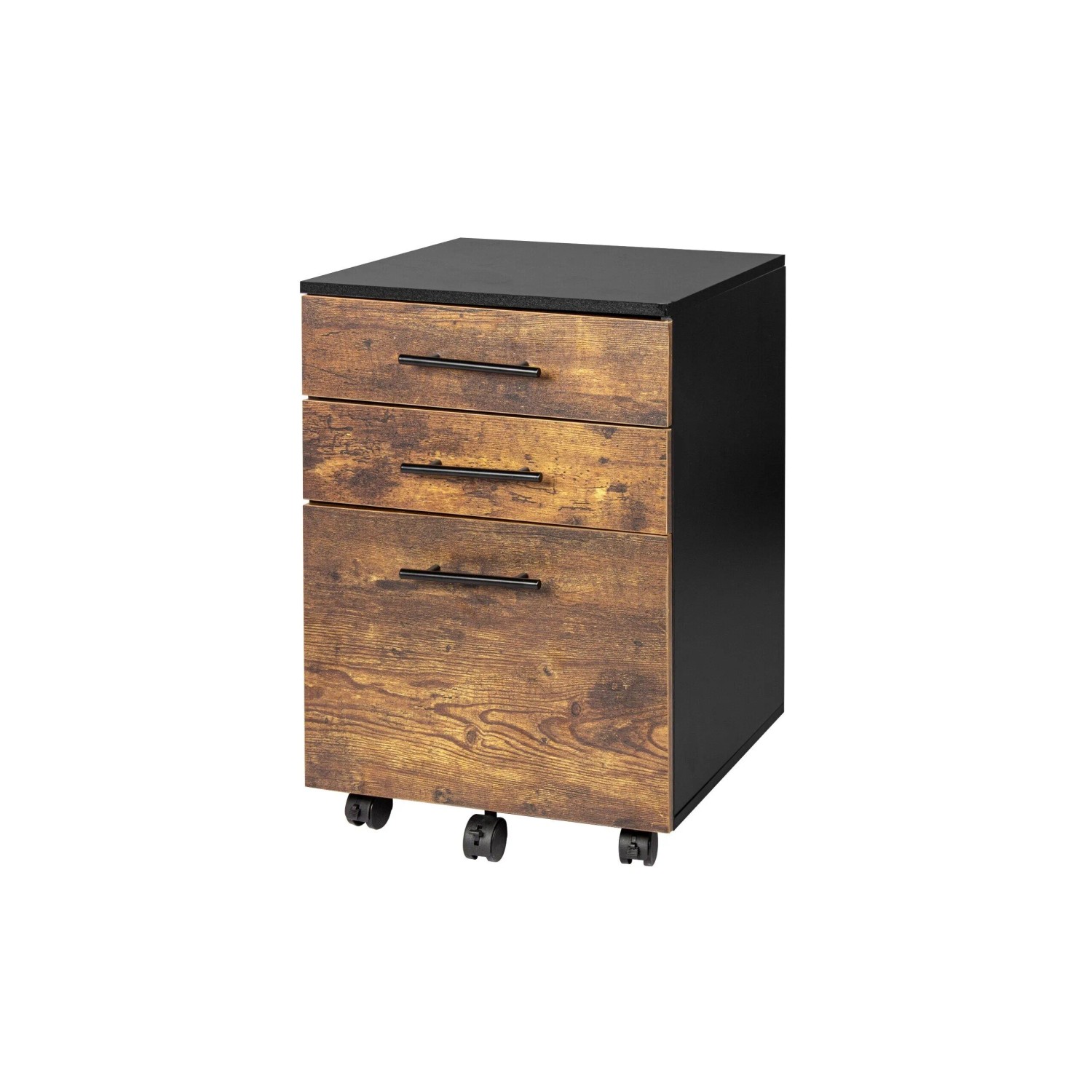 Relaxdays Rollcontainer Holzwerkstoff Schwarz mit Hängeregister 57,5 cm x 40 cm x 40 cm 12,8 kg