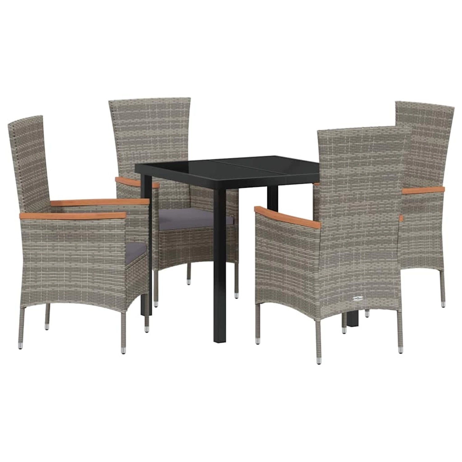 vidaXL Garten Essgruppe mit Kissen 5-Tlg Grau Poly Rattan 3379430 günstig online kaufen