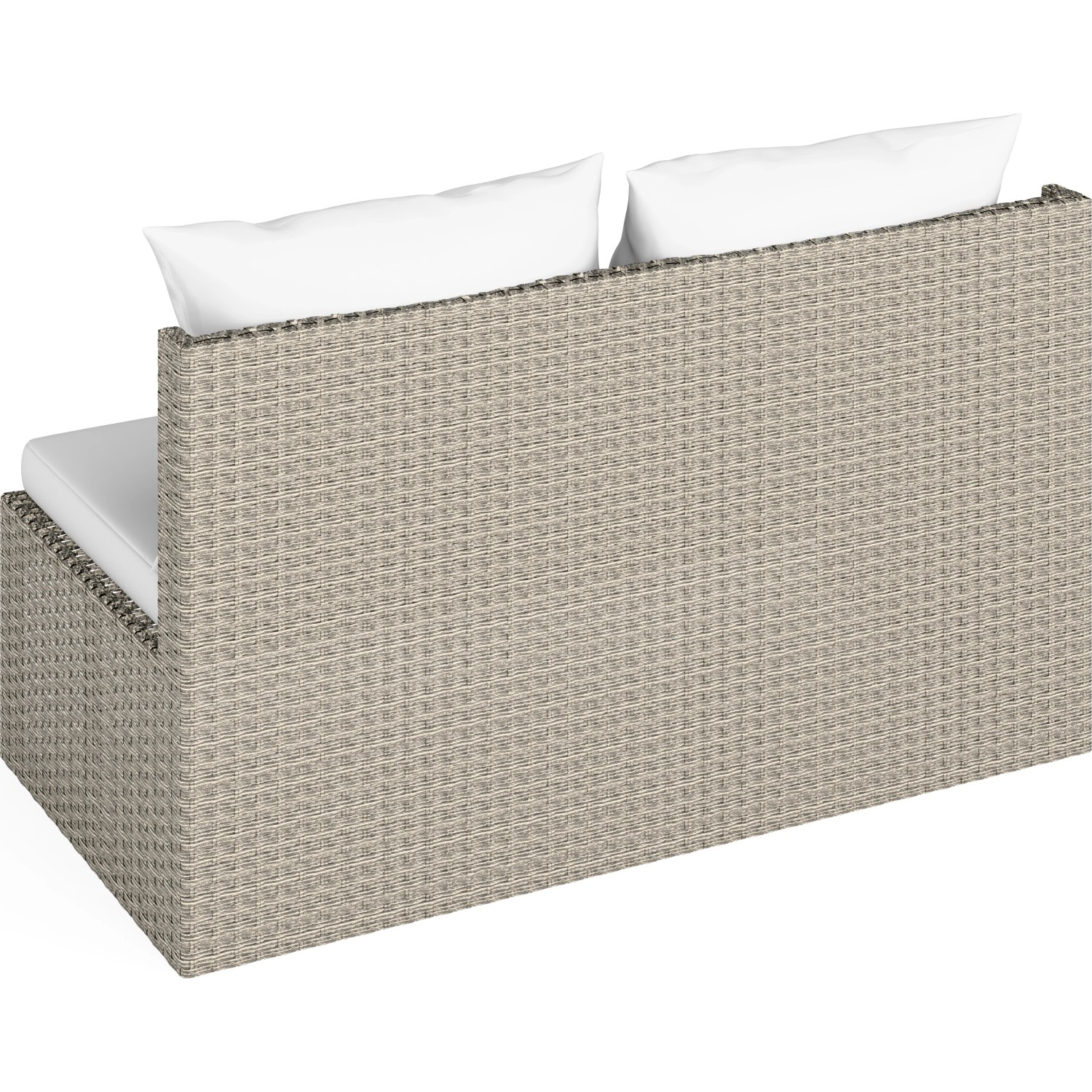 Detailansicht Lounge-Set Bostonia, 4-tlg., hellbraunes Polyrattan mit weißen Polstern.