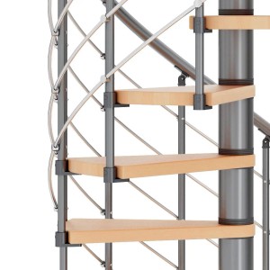 Dolle Spindeltreppe Oslo Ø 120 cm, 11 Stufen Buche GH bis 276 cm Grau FSC®