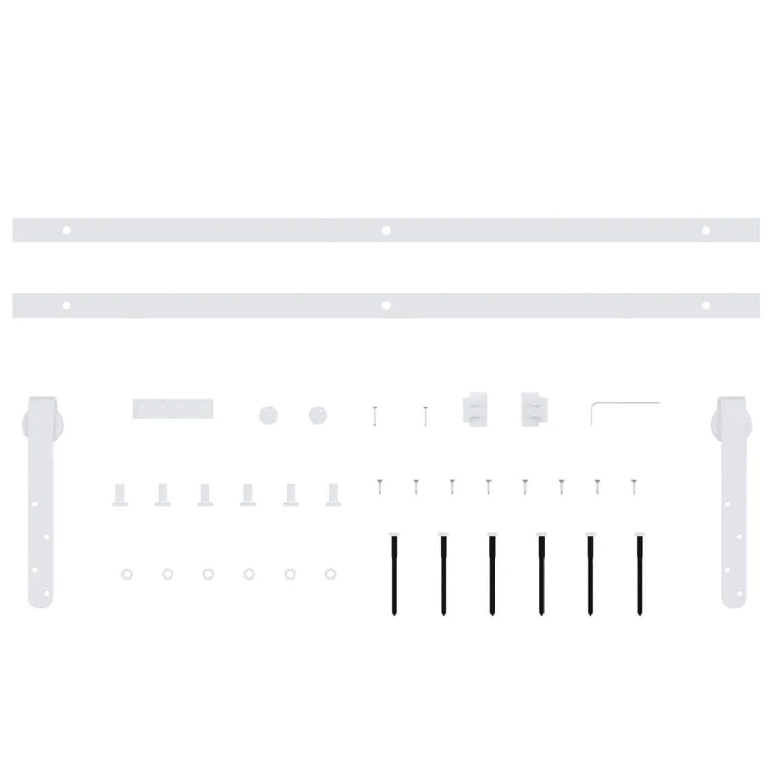 vidaXL Mini Schiebetürbeschlag Set, 152cm, weißer Stahl, für Schranktüren.