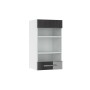 Vicco Küchen Glashängeschrank Fame-Line, anthrazit/weiß, 40 cm breit. Hängeschrank mit Regalböden und Schublade.
