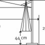 Skizze Schneider Ampelschirm 360x300 cm Natur: Maße und Details des Sonnenschirms mit Kurbelmechanik.