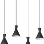 Schwarze Reality Pendelleuchte Enzo mit vier Lampen für Ess- und Wohnzimmer.