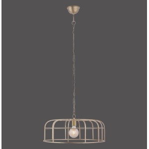 Messingfarbene Pendelleuchte Amir im Käfig-Design, Ø 58 cm. Hängelampe für Wohn- und Essbereich.