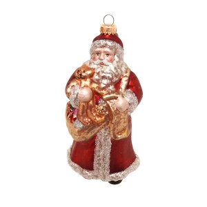 Krebs Glas Lauscha Baumschmuck Santa Nostalgie mit Korb Rot 17cm