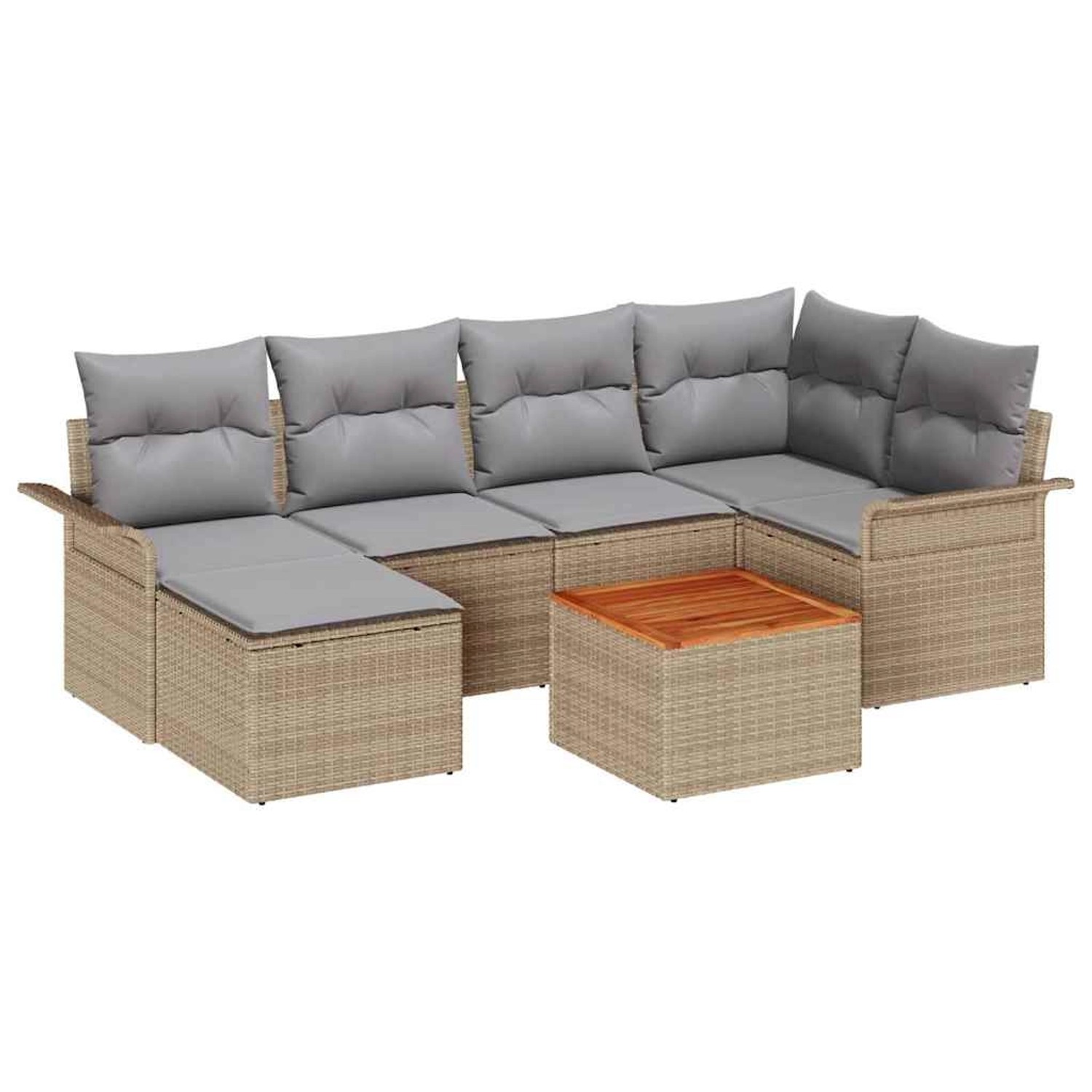 vidaXL Garten-Sofa-Set 7-Tlg Beige Poly Rattan 3347350 günstig online kaufen