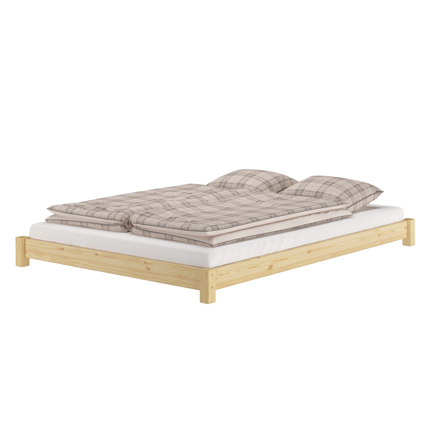 Erst-Holz Flaches Futon-Doppelbett Bodenbett 160 x 200 Kiefer Massivholz Mo günstig online kaufen