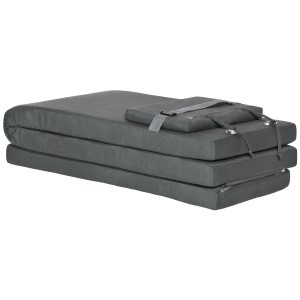 Beautissu Loftlux DC Deckchair Auflage, 175x45cm, Graphitgrau, zusammengefaltet.