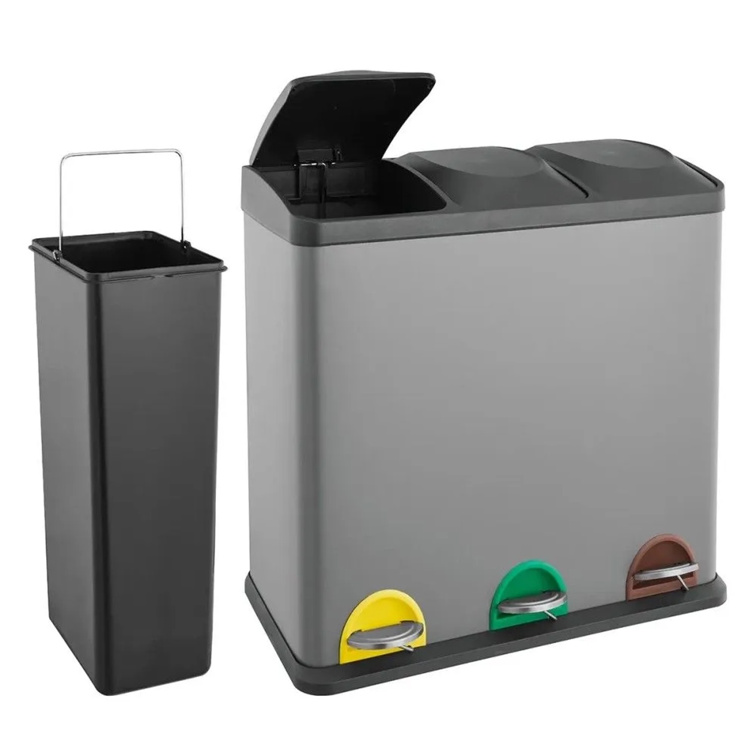 SVITA Mülleimer 3 fach TC3X20 3x20 Liter Treteimer Mülltrennsystem Grau kaufen bei OBI