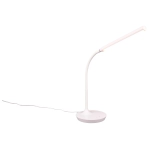 Weiße Reality LED-Tischleuchte Toro mit flexiblem Arm, ideal als Schreibtischlampe.