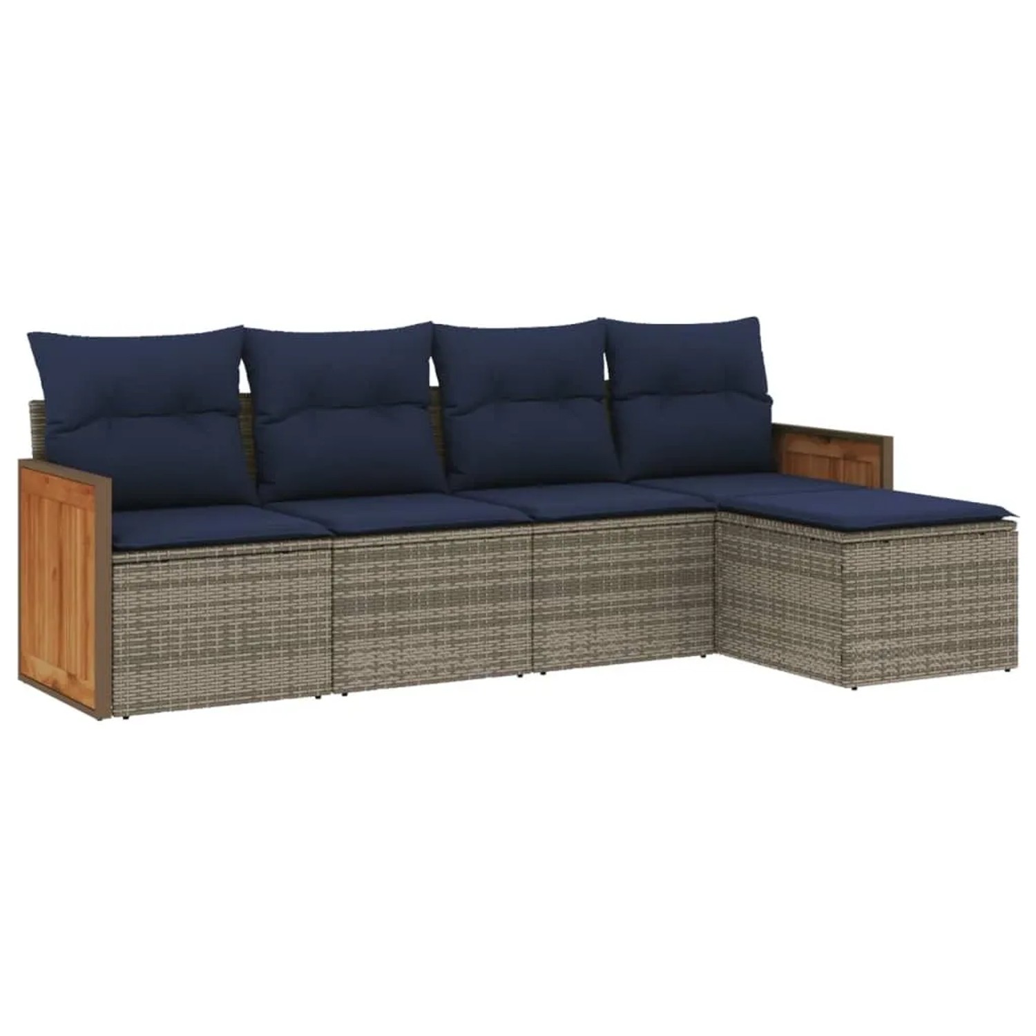 vidaXL 5-Tlg Gartensofa-Set mit Kissen Grau Polyrattan 3227601 günstig online kaufen