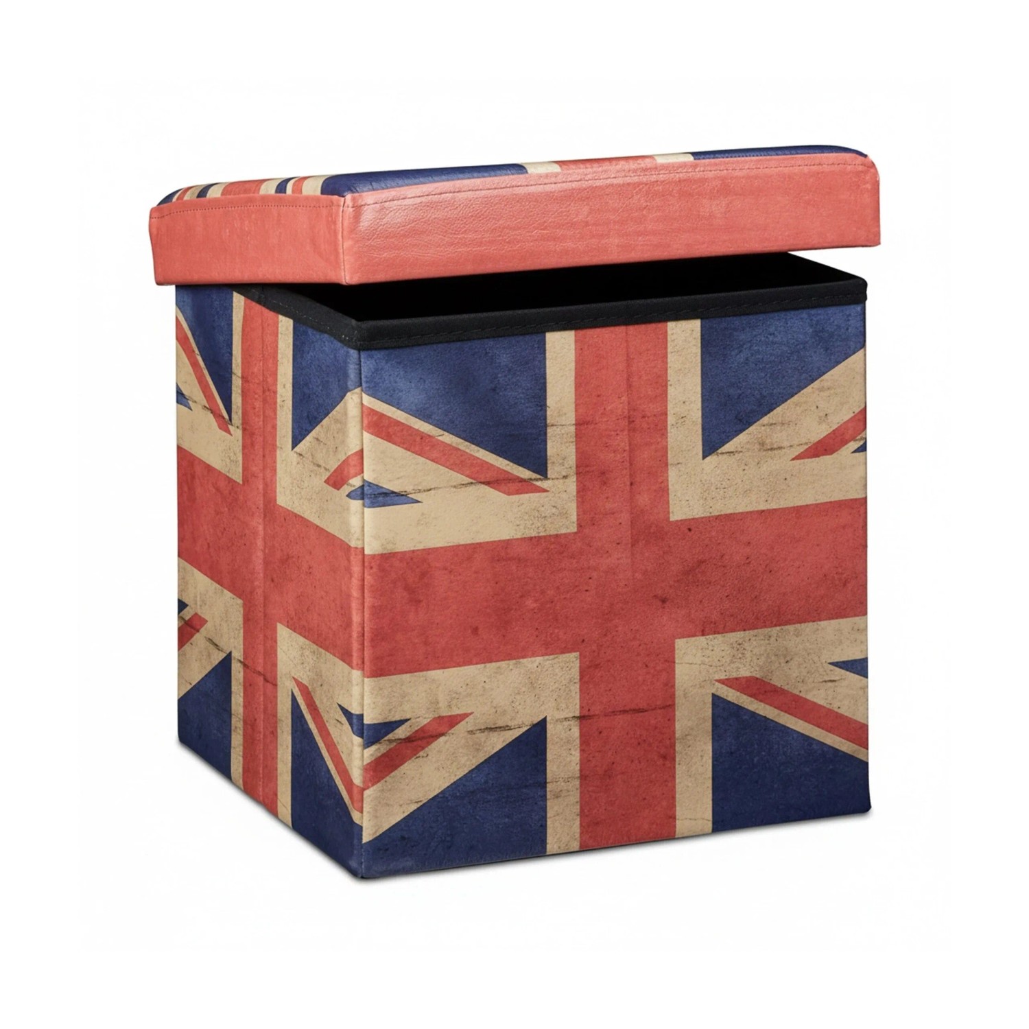 Relaxdays Sitzhocker Kunstleder Trendmotiv Faltbar mit Stauraum 38 cm x 38 cm x 38 cm 2,5 kg
