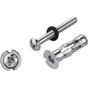 LUX Metallhohlraumdübel mit Schraube, 4er-Set, geeignet für Gipskarton und Spanplatten.