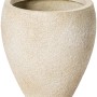 Beiger Pflanztopf (41 cm) aus Fibreclay mit rauer Oberfläche für Innen- und Außenbereich.