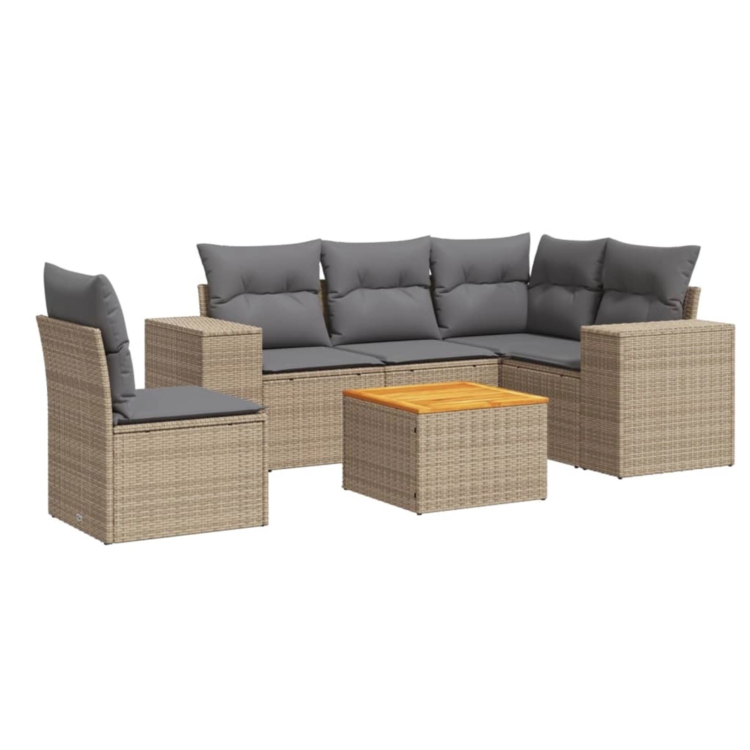 vidaXL 6-Tlg Garten-Sofagarnitur mit Kissen Beige Poly Rattan 3257781 günstig online kaufen