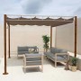 BERLINLODGE Pergola 300x300cm, taupe-braun, mit Bambus-Optik Gestell als Terrassenüberdachung.