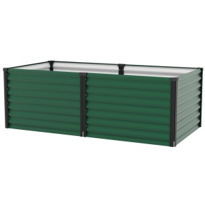 Rechteckiges, witterungsbeständiges Vitavia Linus 630 Hochbeet in Seegras/Schwarz.