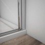 Detailaufnahme: AICA Falttür Dusche 85x70cm, Eckeinstieg mit Chromrahmen und ESG-Glas.