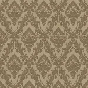 Gold-braune Barock Tapete mit Samt-Ornamenten für Wohn- und Esszimmer.