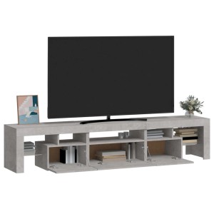 Grauer VidaXL TV-Schrank mit LED-Beleuchtung, 200 cm breit, mit Stauraum für Wohnzimmer.