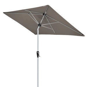 Doppler Marktschirm Active, 210x140 cm, Greige, mit Kurbel. Rechteckiger Sonnenschirm für Balkon und Garten.
