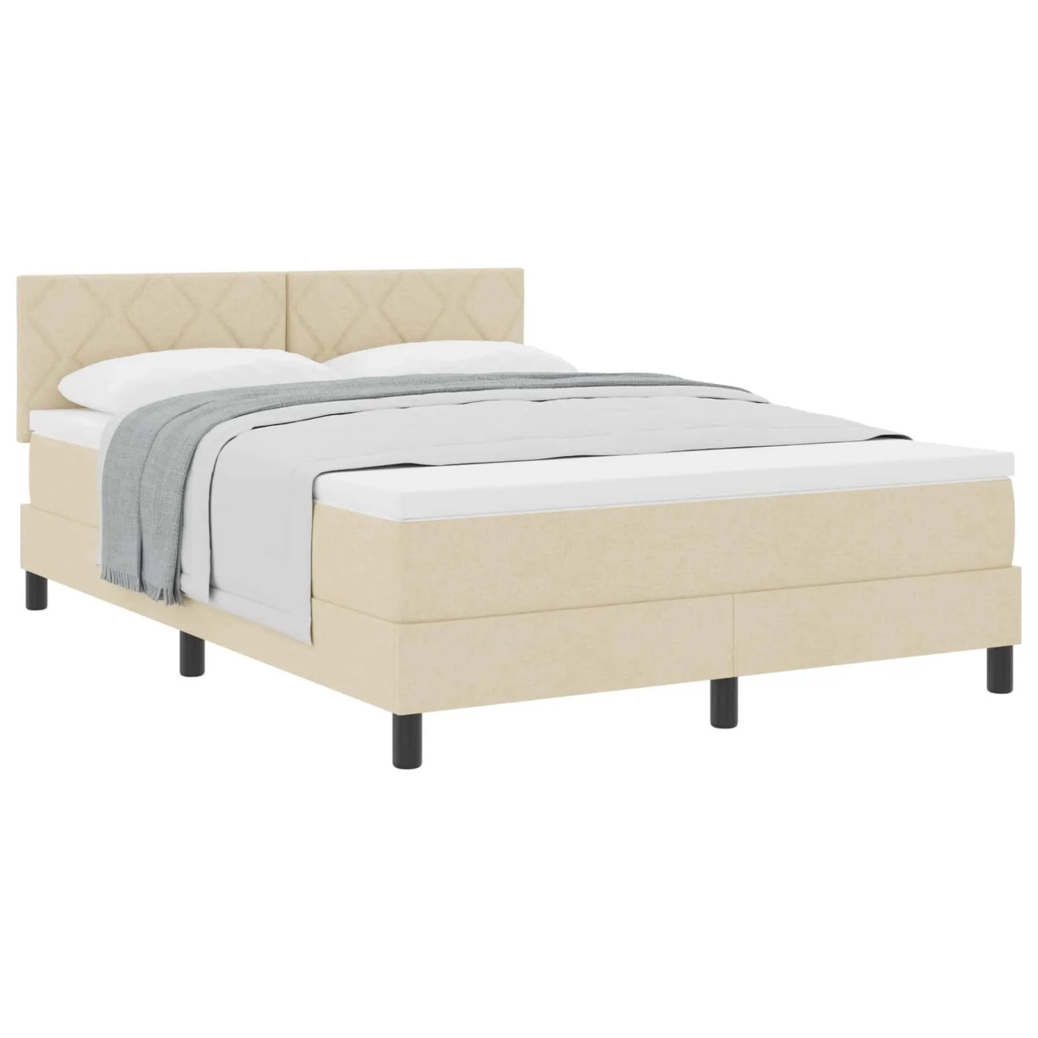 vidaXL Boxspringbett mit Matratze Creme 160 x 200 cm Stoff 3338781