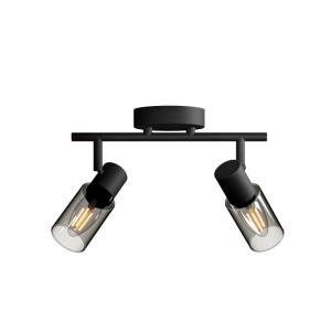 Philips Spot Palms Deckenstrahler, 2-flammig, schwarz, mit Rauchglas und E14 Fassung.