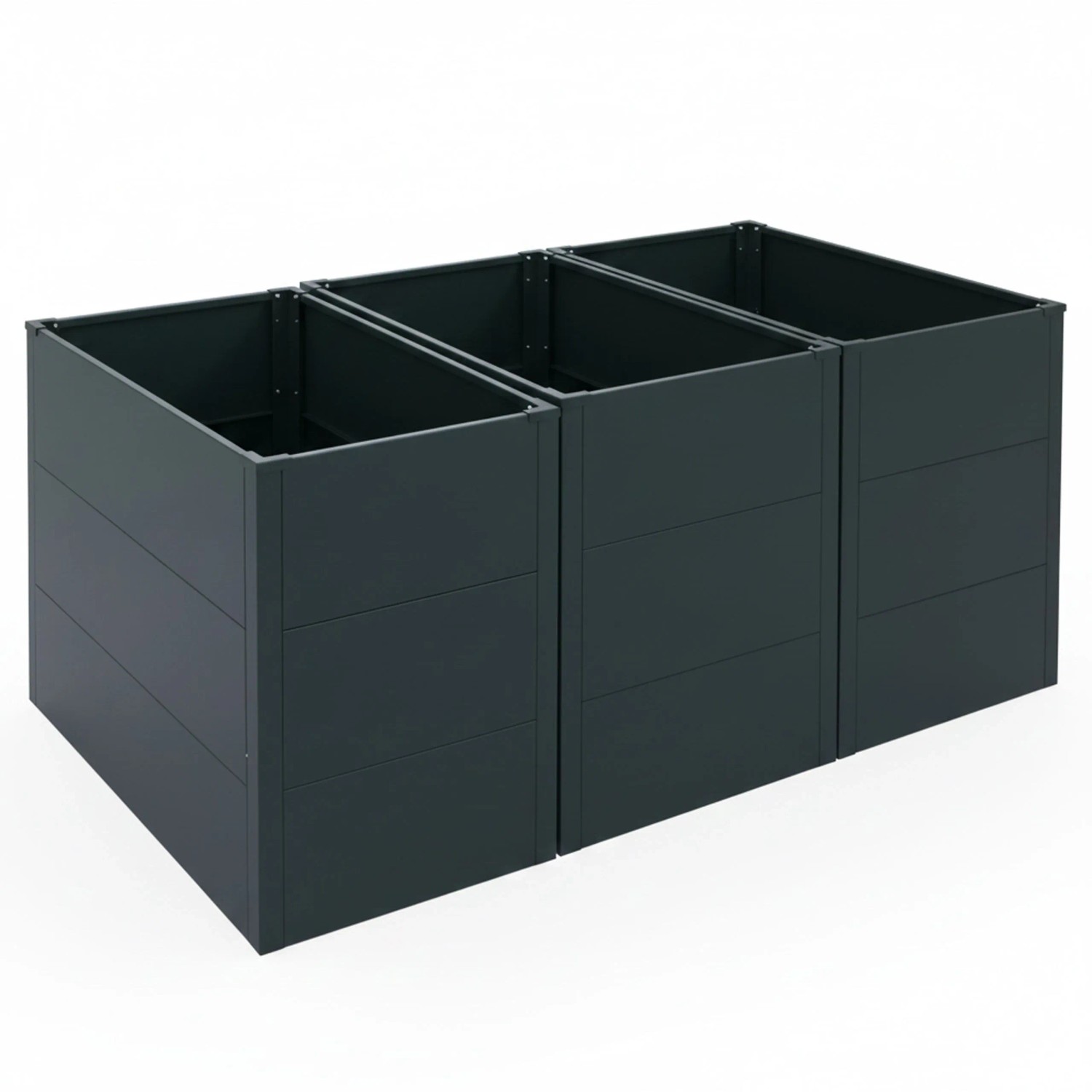 MCW 3er-Set Hochbeet P64 Blumenkasten Stahl 77x150x100cm Grün