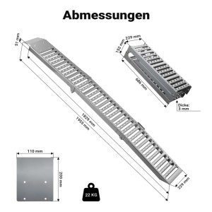 Xpotool 2X Auffahrrampe 800Kg 3-Fach Klappbar 1955Cm Rampe Auffahrschiene Stahl