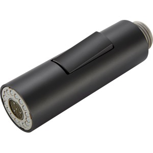 Schwarze Ersatz-Geschirrbrause 21 mm (G 1/2) für Küchenarmatur, mit zwei Strahlarten.