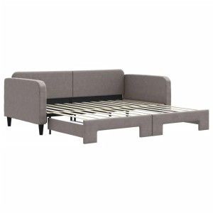 Ausgezogenes, taupefarbenes vidaXL Tagesbett/Schlafsofa (100x200 cm) mit Stoffbezug.