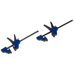 LUX Schraubzwinge Temperguss 400x80 mm Comfort, Spannwerkzeug mit blauem Griff und verzinkter Schiene.