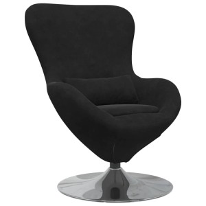 Schwarzer vidaXL Eiersessel aus Samt mit Drehfuß, Loungesessel für Wohnzimmer.