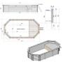 Technische Zeichnung Holzpool ALTANKA Nemo grau 7,3x3,97m mit Liegefläche und Maßen.