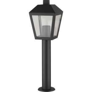 Schwarze Außensockelleuchte Vigevano aus Aluminium-Druckguss für Garten und Hof.