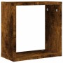Würfelregal in Räuchereiche Optik, 30x15x30 cm, zur Wandmontage geeignet.