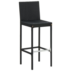 Schwarzer vidaXL Garten-Barhocker aus Poly Rattan mit Kissen, ideal für den Garten.
