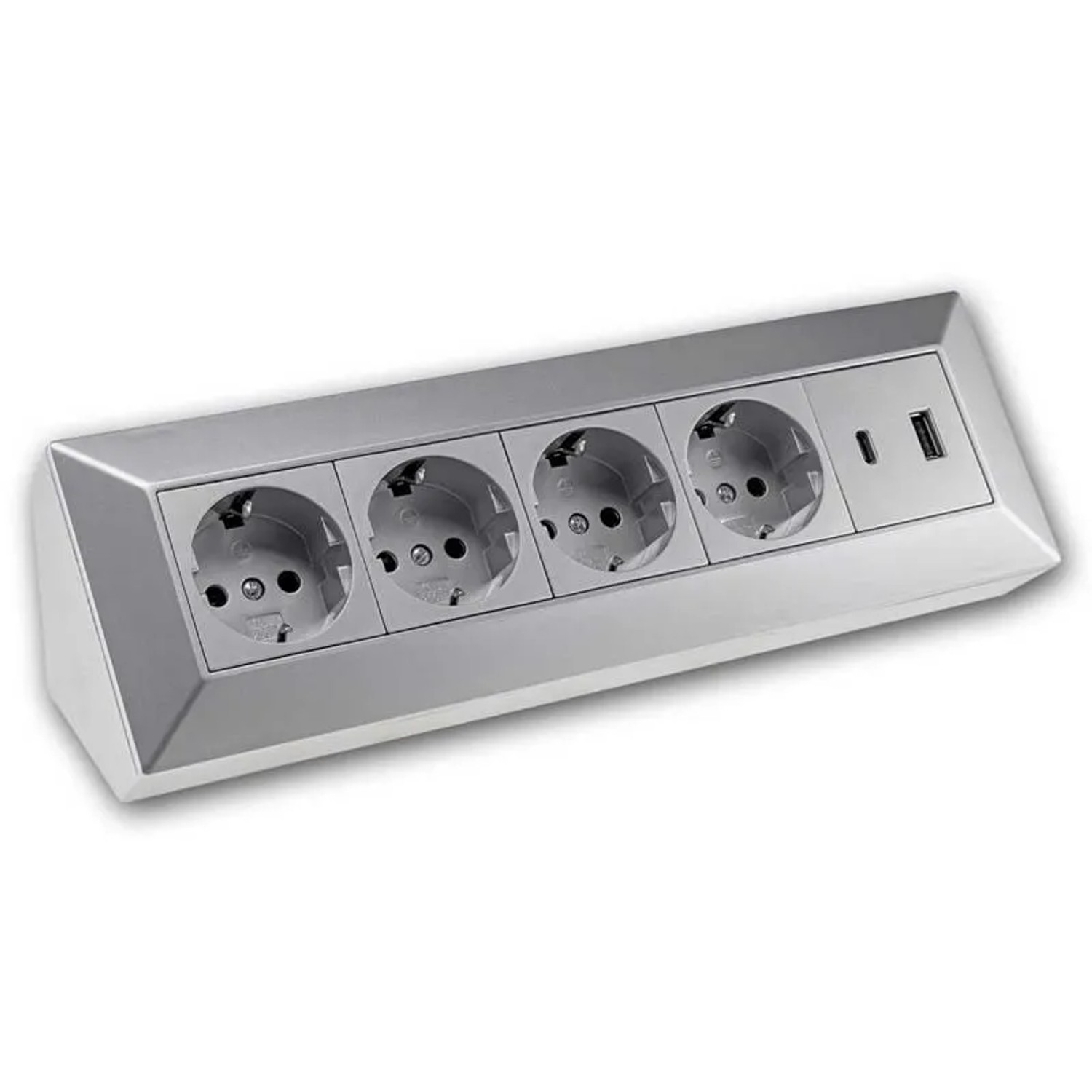 ChiliTec 4-Fach Steckdosenblock USB A&C Silber 250V 16A