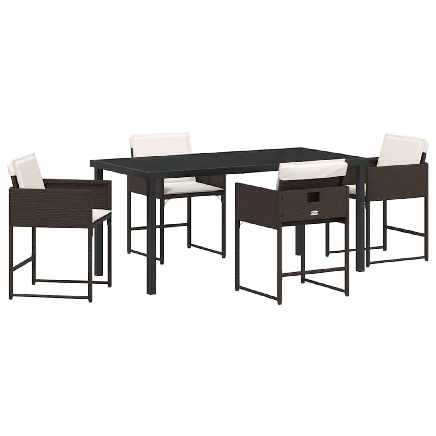 vidaXL Garten Essgruppe mit Kissen 5-Tlg Braun Poly Rattan 3380018 günstig online kaufen