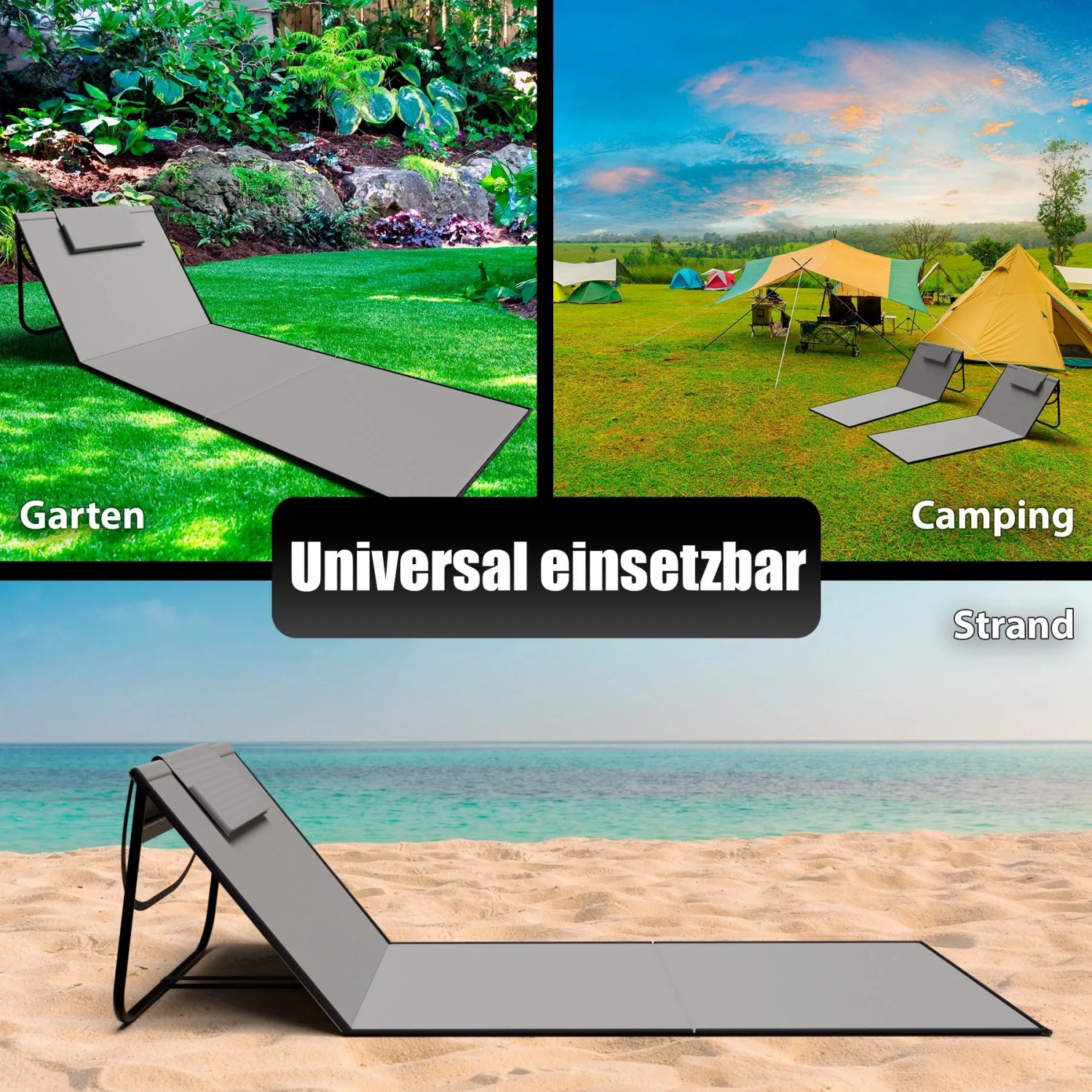 BigDean 2x Strandliege Strandstuhl Klappbar Leicht Nur 1 3 kg Strandmatte_9