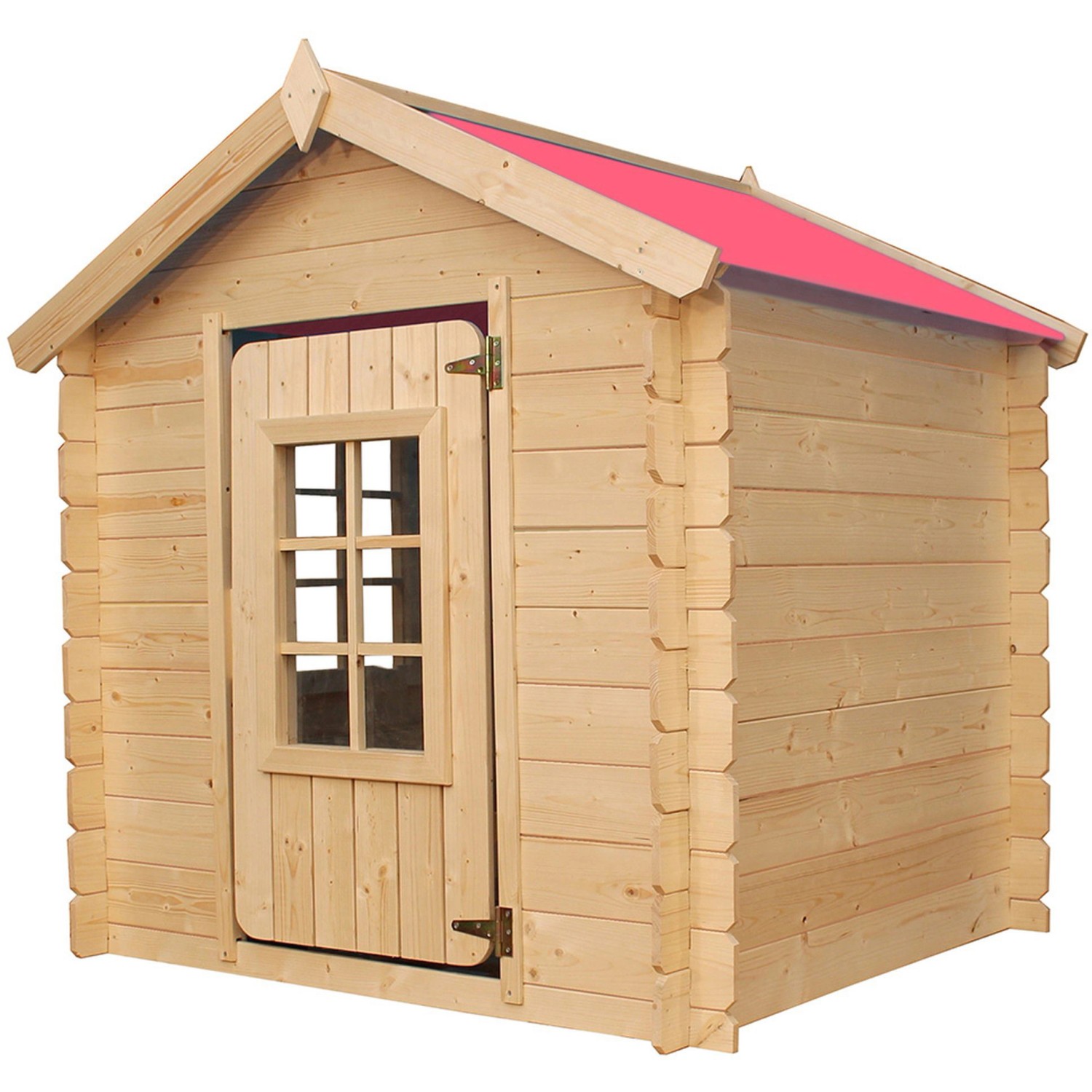 Timbela Kinderspielhaus aus Holz M570R1 1 m² ohne Boden Dachfarbe Rot