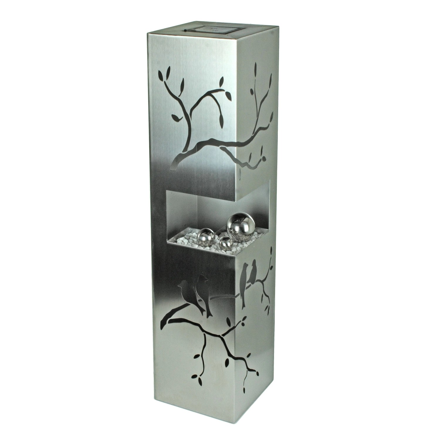 DELUKE Dekosäule TOURS Edelstahl  Silbergrau 100x25x25cm Dekoration Wohnzimmer Büro